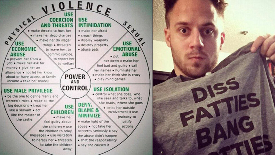 SKAPER SINNE: 26-år gamle Julien Blanc fra USA (bildet) har satt sinnet i kok flere steder i verden. Da han tok dette skjemaet fra en kvinneorganisasjon mot misbruk og la det ut på Twitter som et skjema med tips til hvordan du får dama til å bli, eskalerte det. Begge foto: Twitter