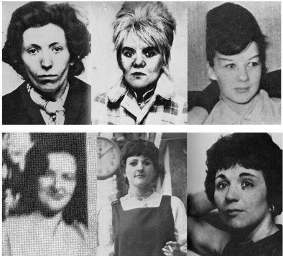 DREPT: Alle disse kvinnene er ofre av seriemorderen Jack The Stripper som herjet i London på 1960-tallet. Navnet fikk da ofrene ble funnet uten klær. Seriemorderen ble aldri tatt.