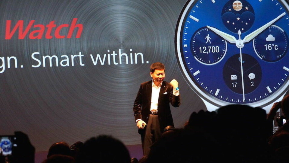 Richard Yu fra Huawei presenterer Huawei Watch på Mobile World Congress i Barcelona.