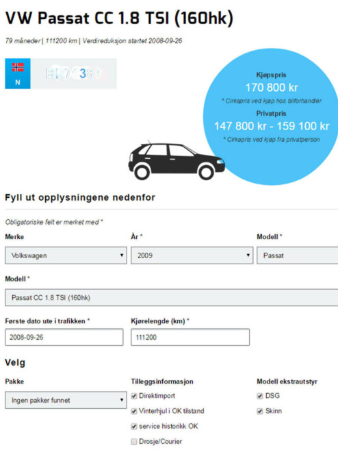 Prisvurdering på VW Passat CC.