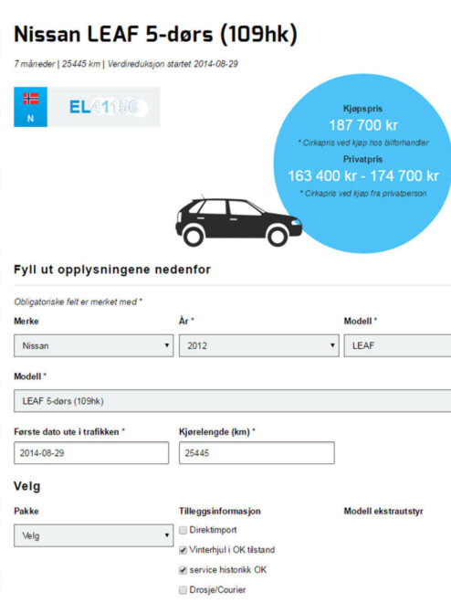 Prisvurdering på Nissan Leaf.