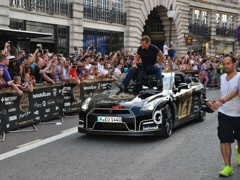 KOMMER TIL OSLO: David Hasselhoff er fast inventar på Gumball 3000-løpene. Her er Mr. Baywatch i London under fjorårets løp.
