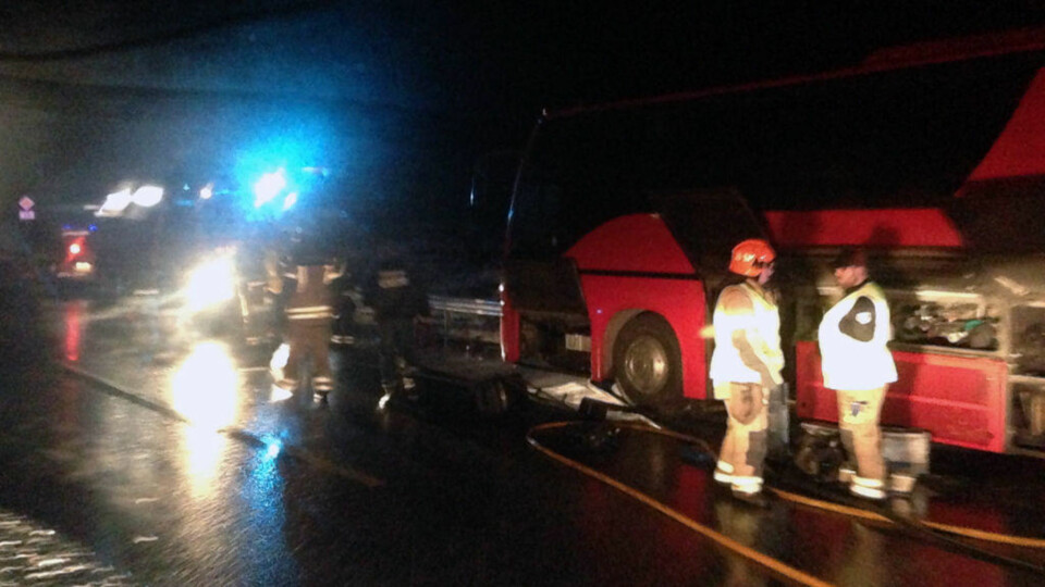 Dansebandets turnebuss tok fyr