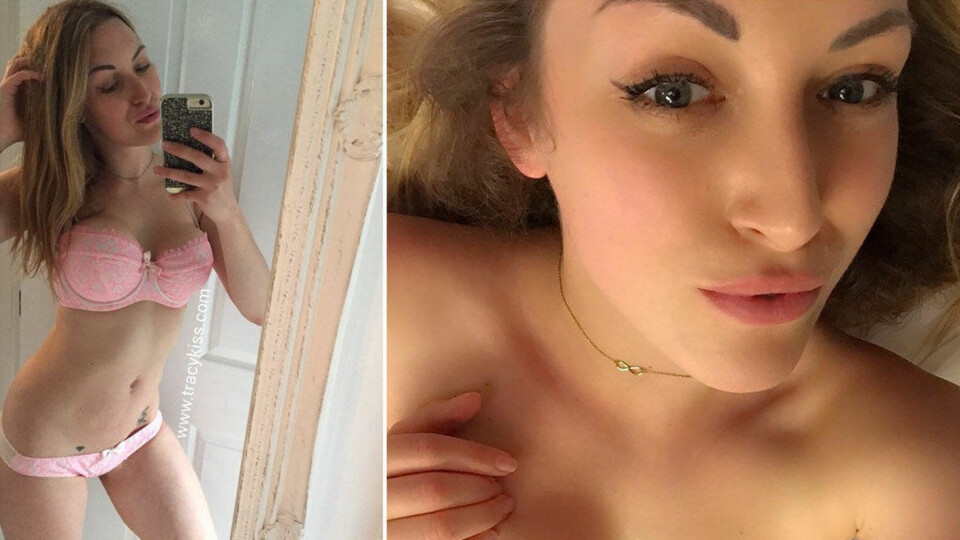 KASTER KLÆRNE FOR VELDEDIGHET: Slik promoterer den britiske modellen Tracy Kiss (27) seg selv på Instagram. Nå bruker hun bildene til å samle inn 120.000 kroner til gode formål.