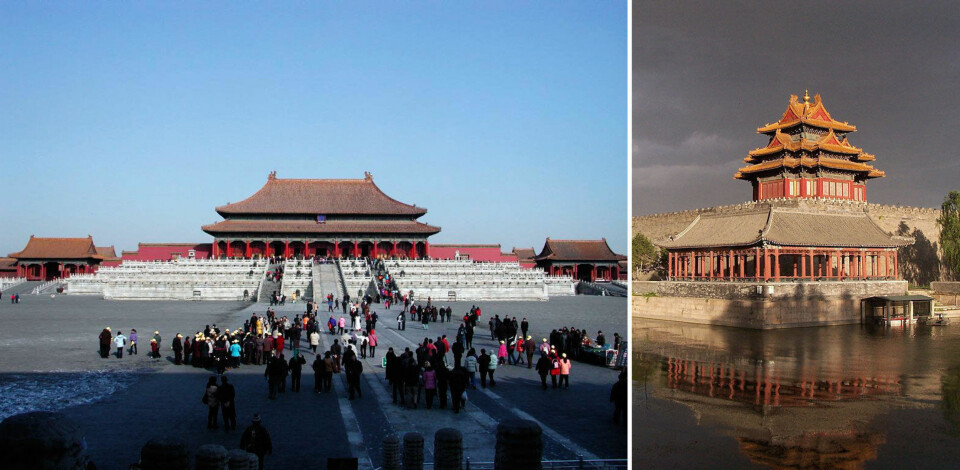 DEN FORBUDTE BY: 80.000 mennesker besøker Den forbudte by i Beijing hver dag. I dag kaller kinesere flest området for Gu Gong, som betyr 'det tidligere palass'. Bildet til høyre er av tårnet i det nordvestre hjørne, og viser området fra utsiden.