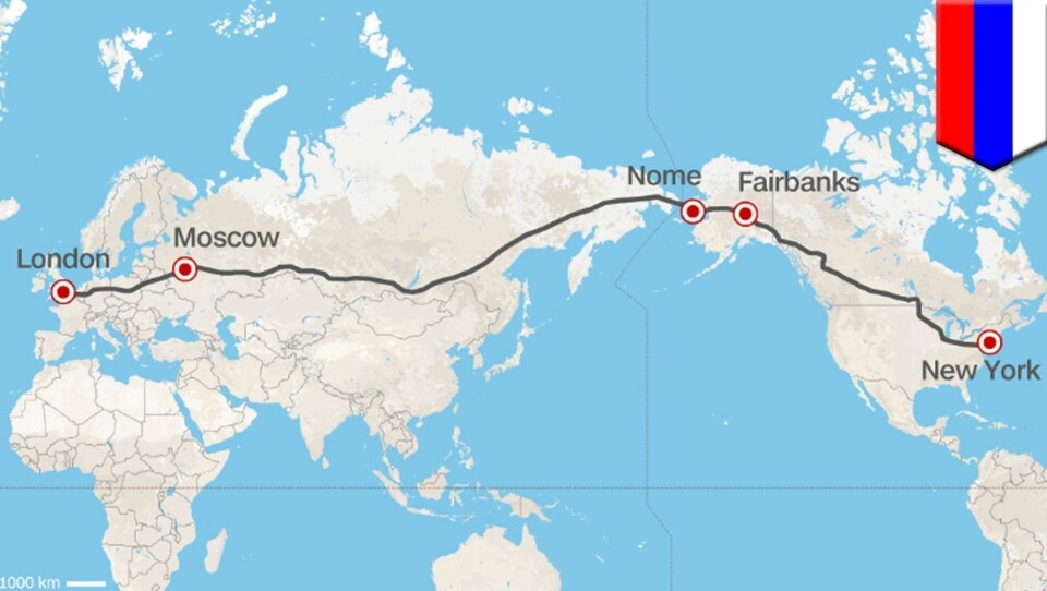 RÅ ROADTRIP: Hele ruten på om lag 20.000 kilometer ville tatt en åtte-ni dager i ren kjøring.