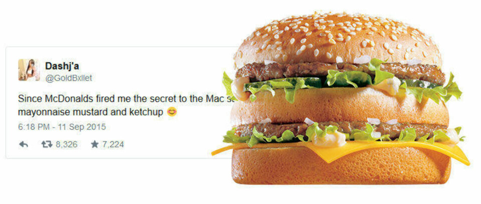 Meldingen som tilsynelatenden avslører hemmelige ingredienser i Big Mac-sausen har herjet på Twitter de siste dagene.