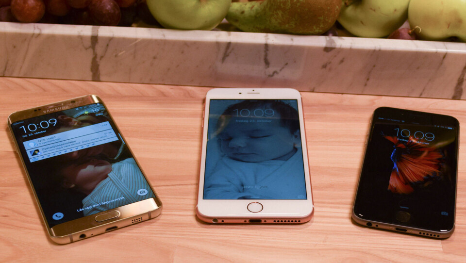 Samsung Galaxy S6 Edge Plus, Apple iPhone 6S Plus og iPhone 6S.