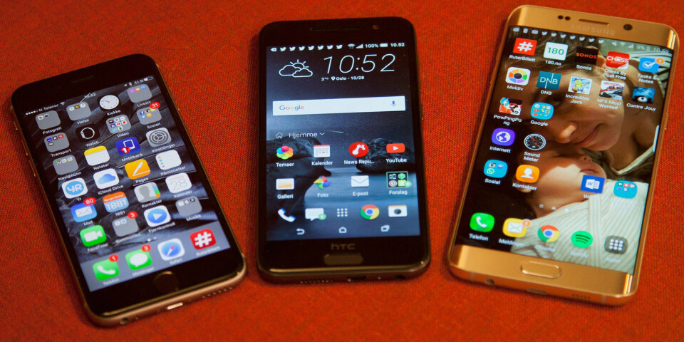 Apple iPhone 6S, HTC One A9 og Samsung Galaxy S6 Edge+