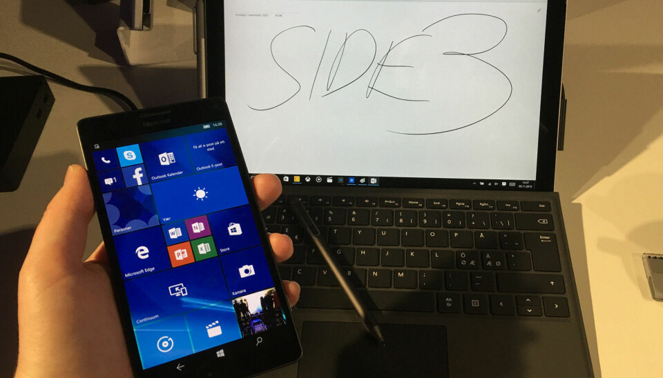 Den nye mobilen Lumia 950 XL og bærbar/nettbrett-hybriden Surface Pro 4 som har et nytt og forbedret tastatur inkludert i dekselet.