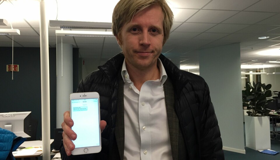 IKKE SVAR: Nettavisens utviklingssjef, Helge Valvik, sier at man absolutt ikke må gjøre som man blir bedt om i SMS-en. Foto: Maria Schiller Tønnessen (Mediehuset Nettavisen)