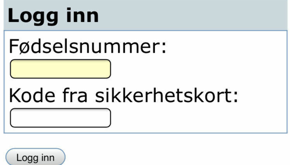 Denne siden blir man sendt videre til ved å klikke på lenken i SMS-en.