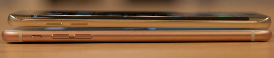 Galaxy S6 Edge+ er bittelitt kortere enn iPhone 6S Plus.
