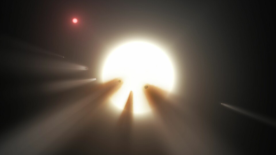 ANTAGELIG GAL TEORI: Da astrofysikere ble obs på den merkelige stjernen KIC 8462852, var den mest plausible forklaringen at en meteorsverm kretset rundt planeten. Men teorien stemmer ikke med forskernes observasjoner.