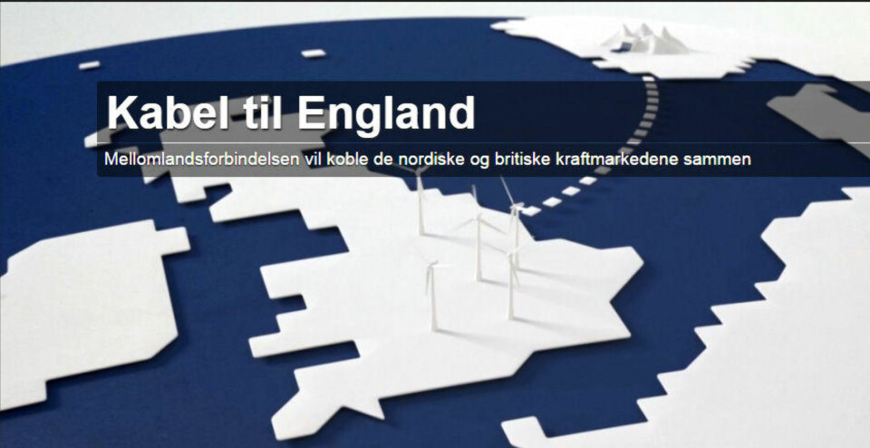 Statnetts illustrasjon av kabelen til England.