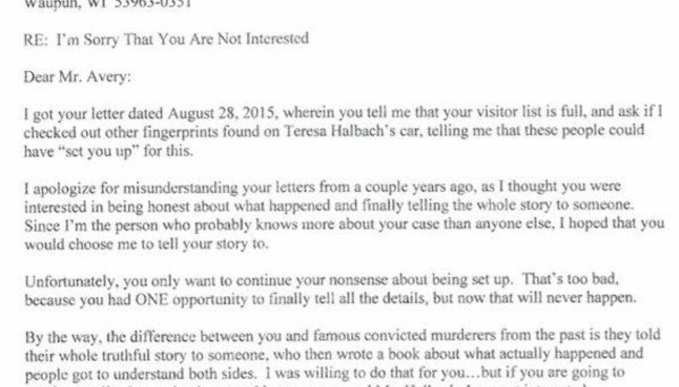 «Making a Murderer»: Kratz ba Avery tilstå så han kunne skrive bok