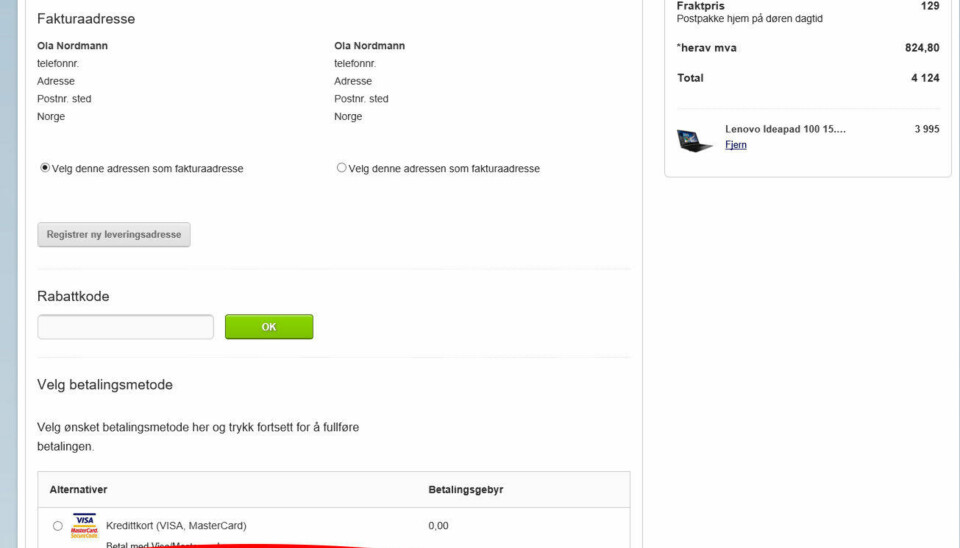 Vipps skal nå inn blant betalingsløsningene. Nøyaktig hvordan siden blir er foreløpig ikke slått fast siden Vipps kan fylle ut navn og adresse automatisk.