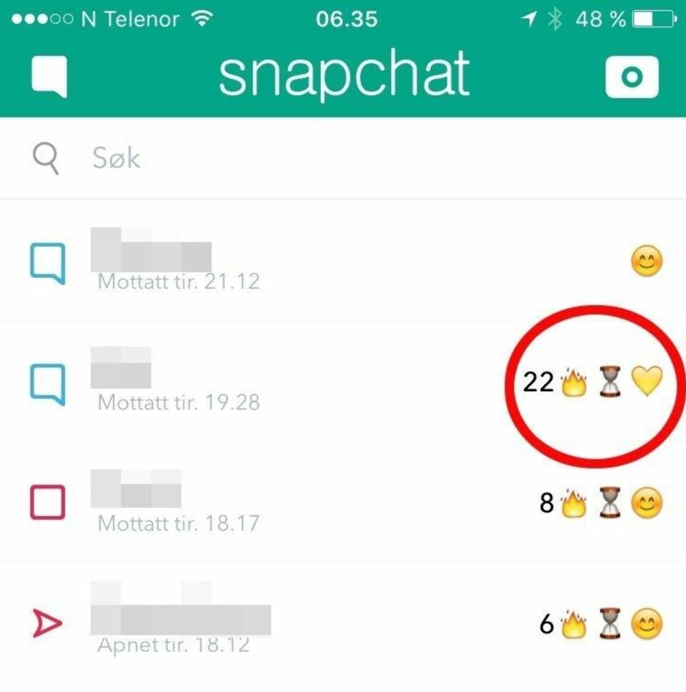 Hva betyr timeglasset i Snapchat?