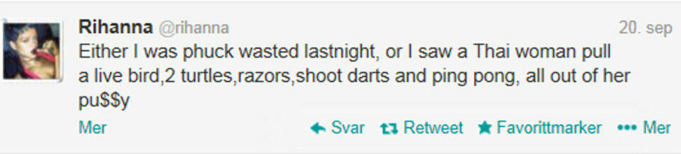 - Dette ble for vulgært, Rihanna