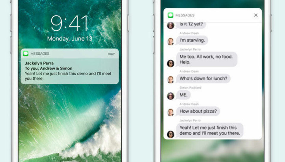 Med 3D Touch kan du i iOS 10 gå rett inn i meldinger fra låstskjermen på telefonen.