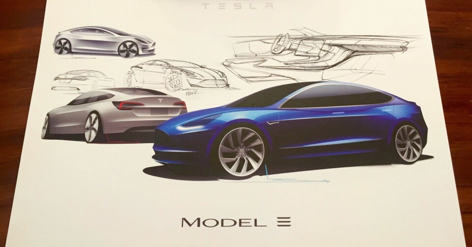 Noen av designskissene til Model 3.