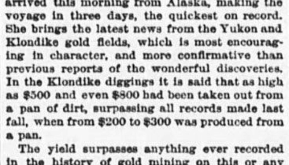 Avisoppslag i The Sun, avis i New York, 5.juli 1897