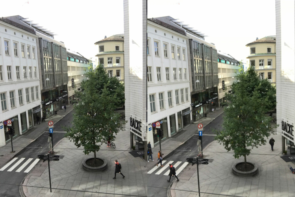 Bildet til høyre er tatt med frontkameraet til iPhone 7, mens det til venstre kommer fra iPhone 6s.