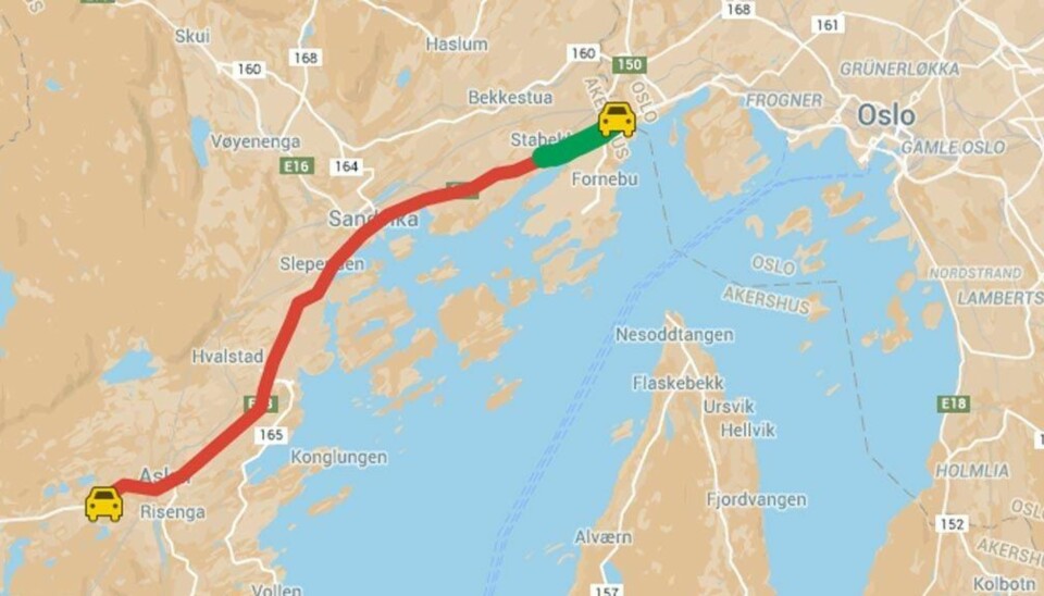 Den røde strekningen er planlagt utbygget over tid, men kun den grønne delen var planlagt påbegynt i første byggetrinn. Nå er det bestemt at det skal bygges et par kilometer ekstra, inkludert Høviktunnelen.