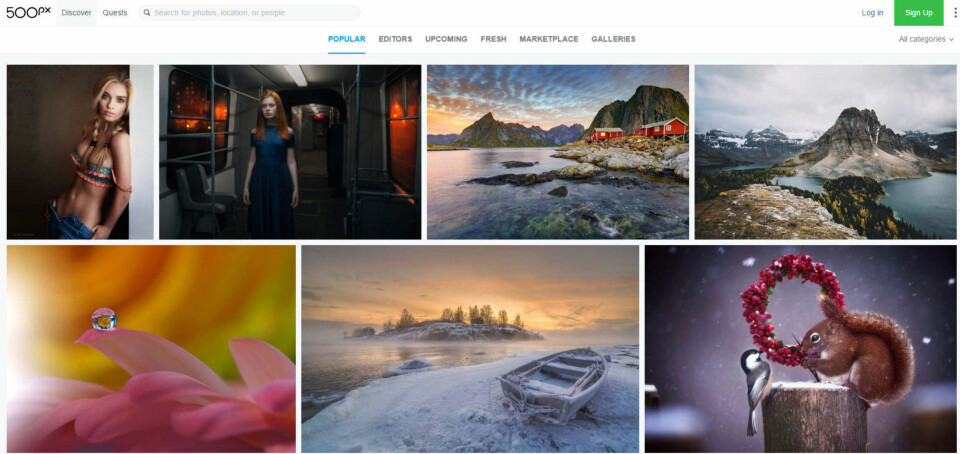 BLINKSKUDD: Kategorien Popular på fotonettsiden 500px er eT flott sted å slå ihjel litt tid. Legg også merke til kategoriene Editors og Upcoming.