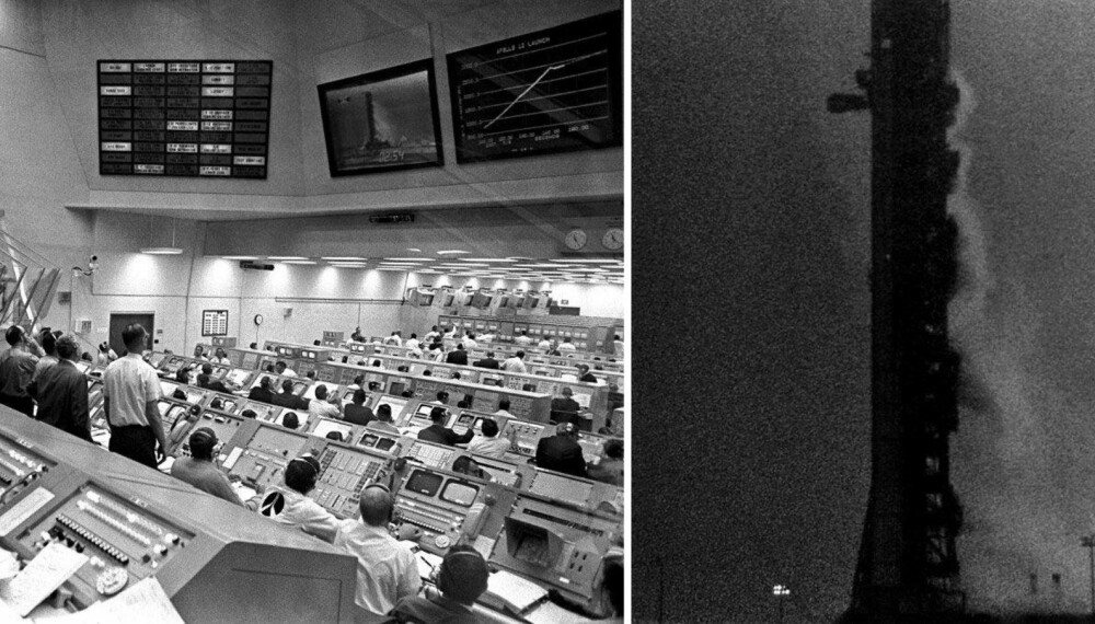 TRUFFET AV LYNET: Apollo 12-raketten blir truffet av lynet to ganger under oppskytingen, noe som resulterer i at instrumentpanelene om bord svikter.