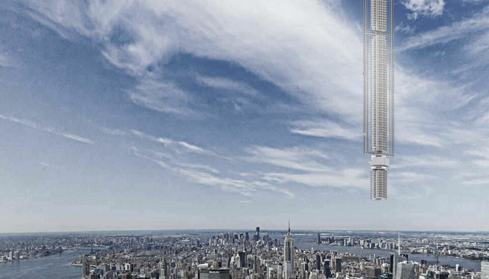 Analemma Tower er designet for å henge fra en asteroide