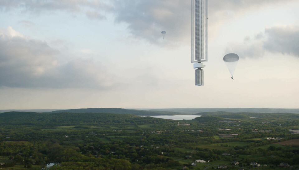 Analemma Tower er designet for å henge fra en asteroide