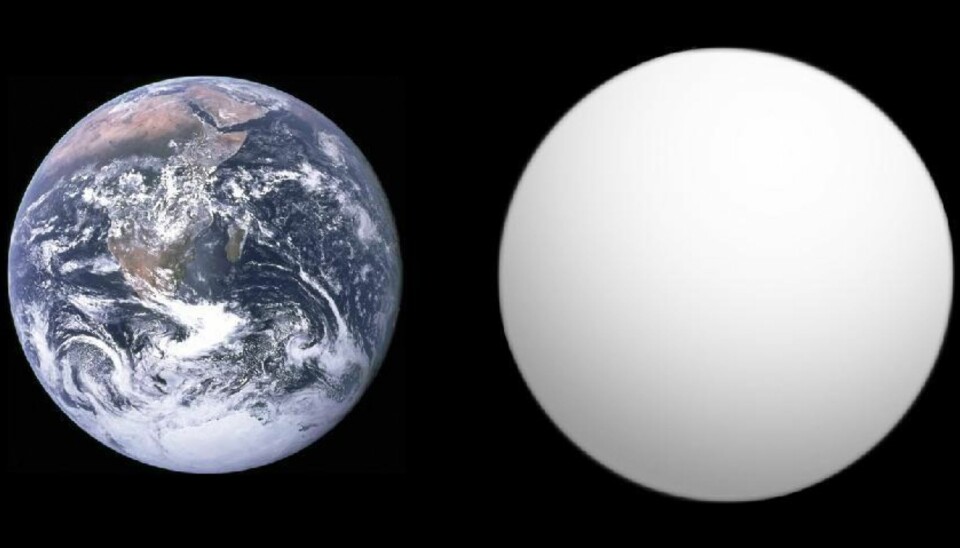Størrelsen på Gliese 1132b sammenlignet med jorden.