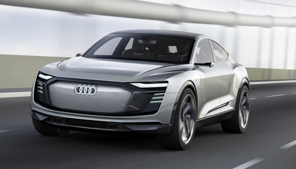 NY ELBIL: Med en motor på mellom 320-370 kW under karosseriet skal Audis e-tron Sportback gjøre unna 0-100 km/t på 4,5 sekunder. Med fornuftig kjøring skal elbilen klare rundt 45 mil på varme sommerdager.