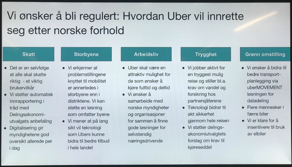Slik ønsker Uber å forbedre seg slik at de kan bli lovlige i Norge.