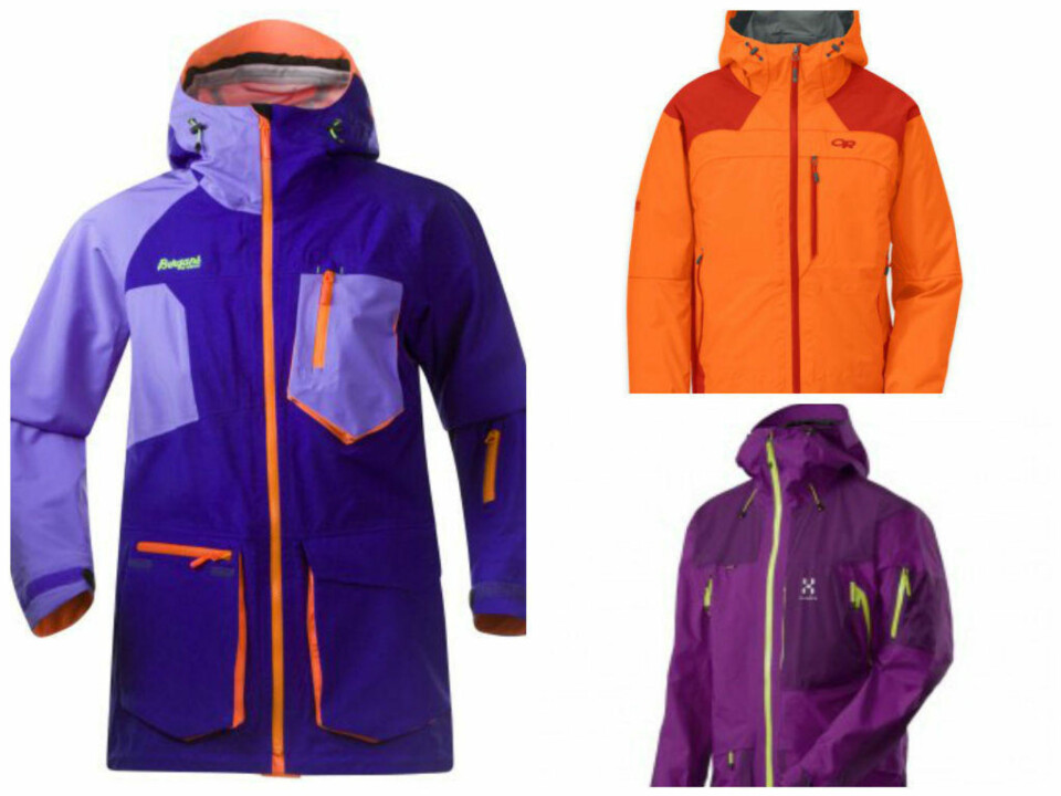 STILIG I BAKKEN: Oransje for menn og lillatoner for kvinner. Jakke fra Hagløft, Bergans og Outdoor Research Mentor Jacket.
