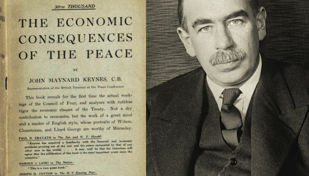 I sin bok The Economic Consequences of the Peace skrev Keynes om at de harde kravene til Tyskland etter krigen ville føre til økonomisk kollaps for landet, og at det ville ha tunge økonomiske og politiske konsekvenser for hele Europa.