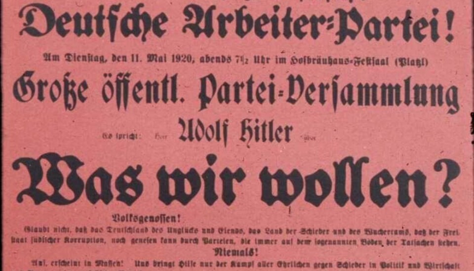 Løpeseddel for en av Hitlers mange taler.