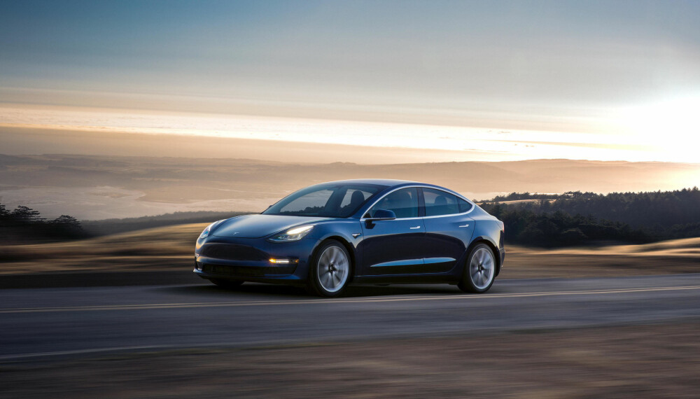 MODEL 3: Slik ser Teslas Model 3 ut. Elbilen forventes på norske veier fra slutten av 2018.