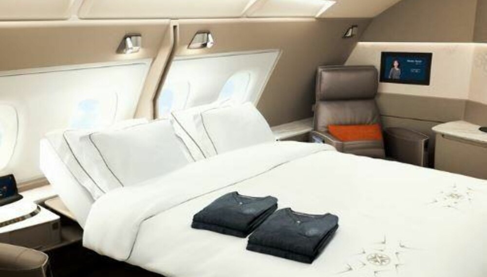 FØRSTEKLASSE: På førsteklasse får man egne suiter hvor man kan sove og slappe av. Foto: Singapore Airlines