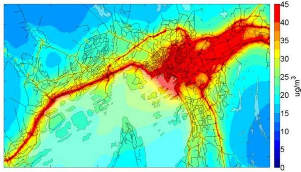 Slik var NOx-målingene i Oslo i 2013. (NILU/TØI)