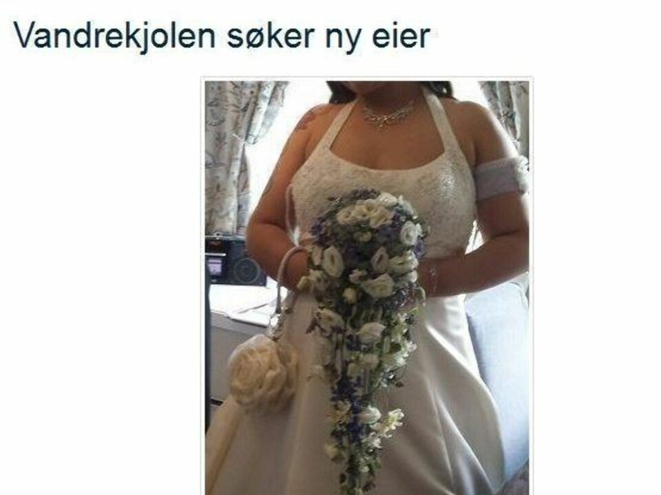 VANDREKJOLEN søker ny eier. Denne brudekjolen gis bort gratis.