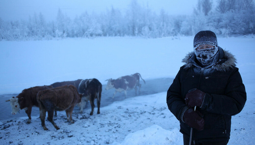 GRISEKALDT: I Ojmjakon (Oymyakon på engelsk) i Russland fryser spyttet til is før det treffer bakken.
