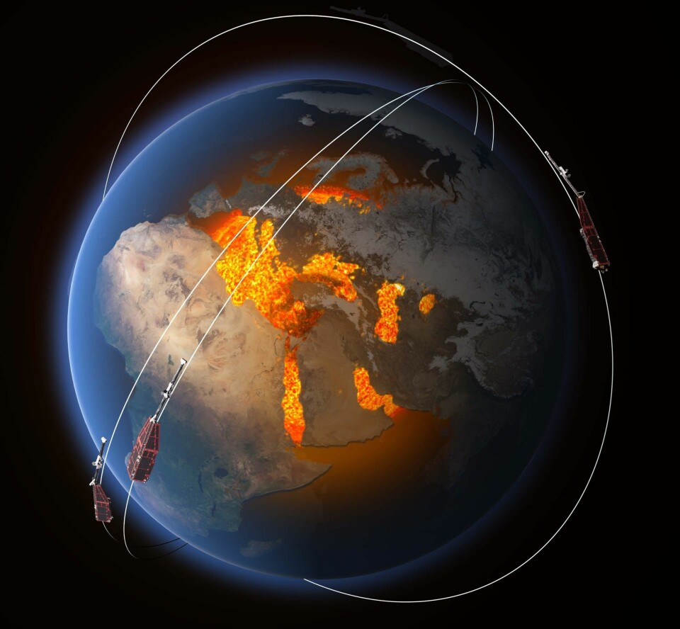 SWARM: De tre satellittene i Den europeiske romfartsorganisasjonens Swarm-oppdrag skal måle jordens magnetiske signaler. Resultatene vil gi forskere innsikt i hvordan det beskyttende magnetfeltet fungerer.