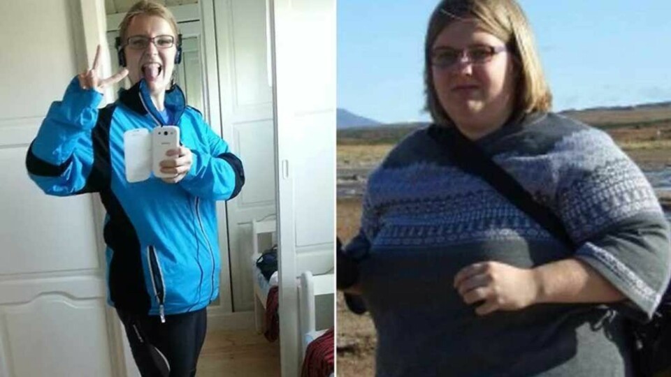 FØR OG ETTER: Tiril Torgunrud er 50 kilo lettere enn før. Nå trener hun aktivt og føler hun har fått livet i gave på nytt.