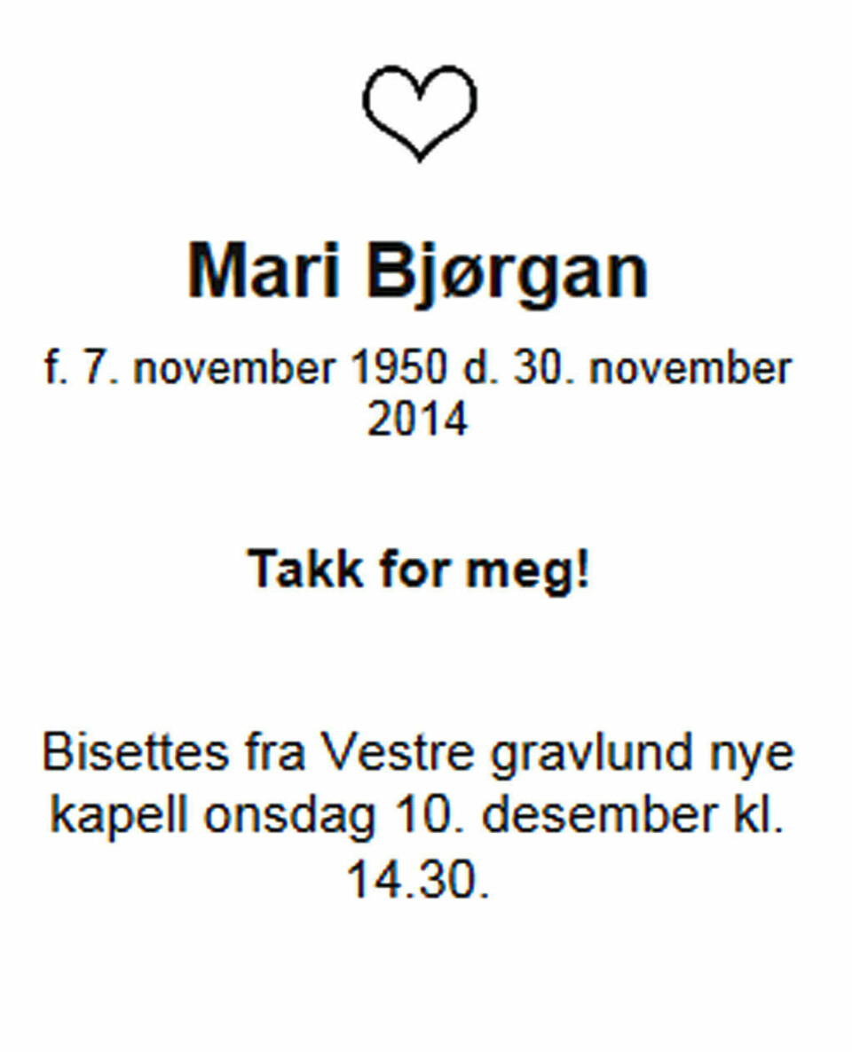 Slik takker Mari Bjørgan av