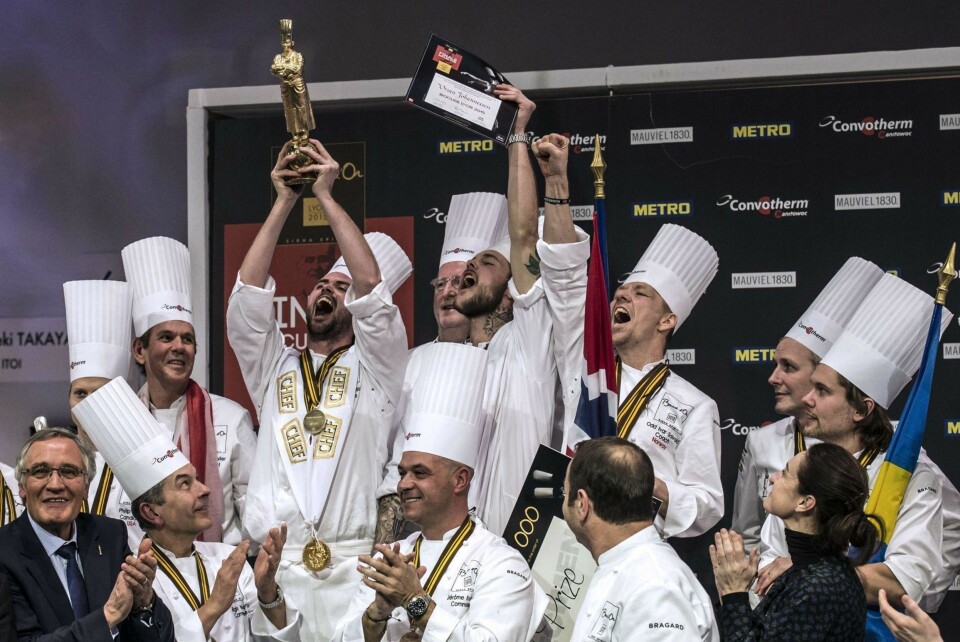 Det norske laget jubler for Ørjan Johannessens seier i Bocuse d'Or.