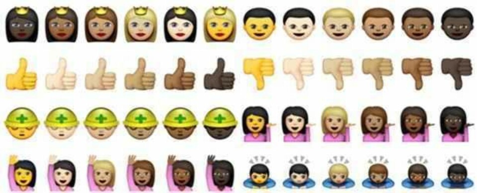 Nå kan du få Emojis i fem hudfarger