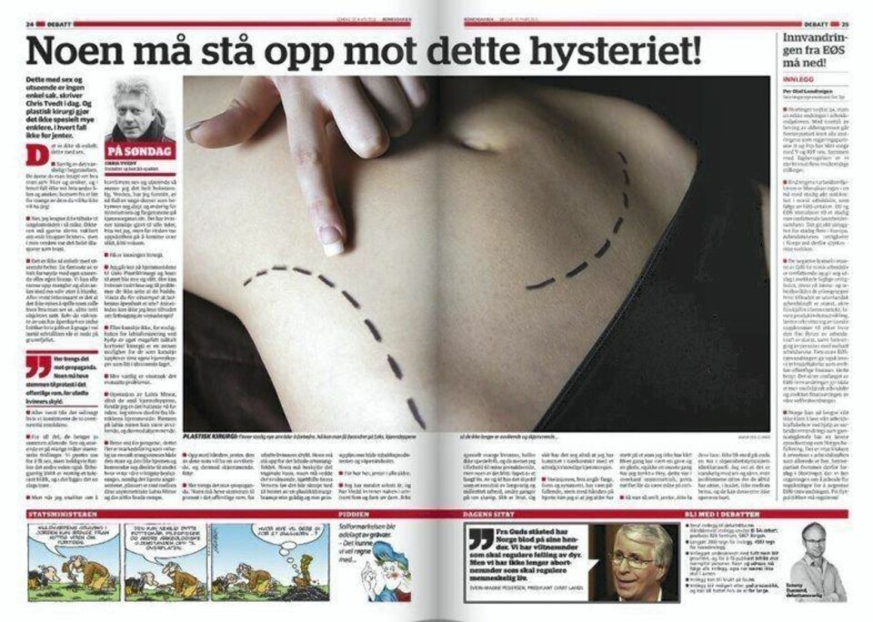 FAKSIMILE: Chris Tvedt langer ut i BA søndag 22.mars.