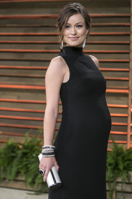 Olivia Wilde var flott gjennom hele svangerskapet - her en drøy måned før hun fødte sønnen Otis i april i fjor.